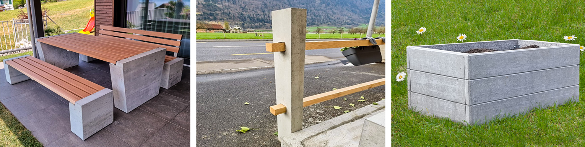 Möbel, Zäune, Hochbeete und vieles mehr aus Leichtbeton bei Beton Arth
